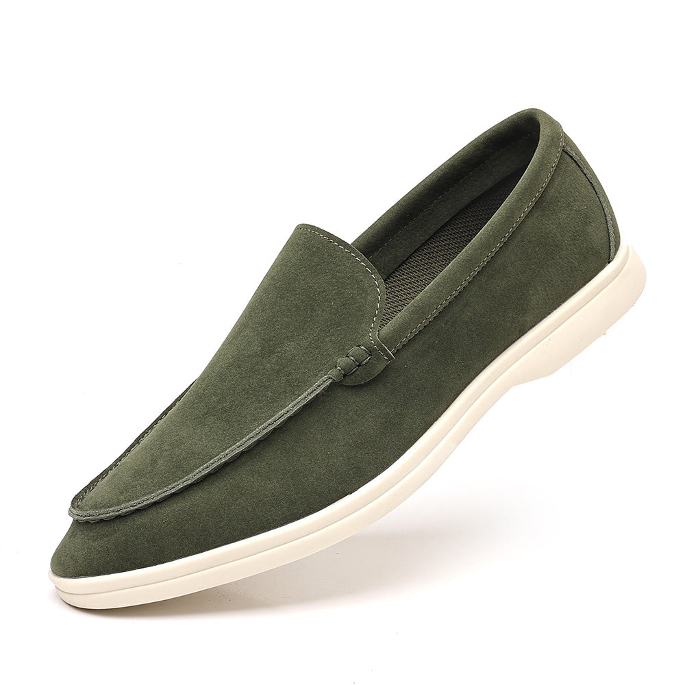 Mens Slip On Loafers - Low Wedge Heel Casual Driving Shoes