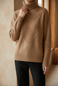 Women's Chunky Turtleneck Sweater - Oversized Knit Pullover, Cozy Winter Jumper