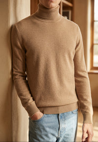 Men's Turtleneck Sweater - Slim Fit Knit Pullover for Fall & Winter
