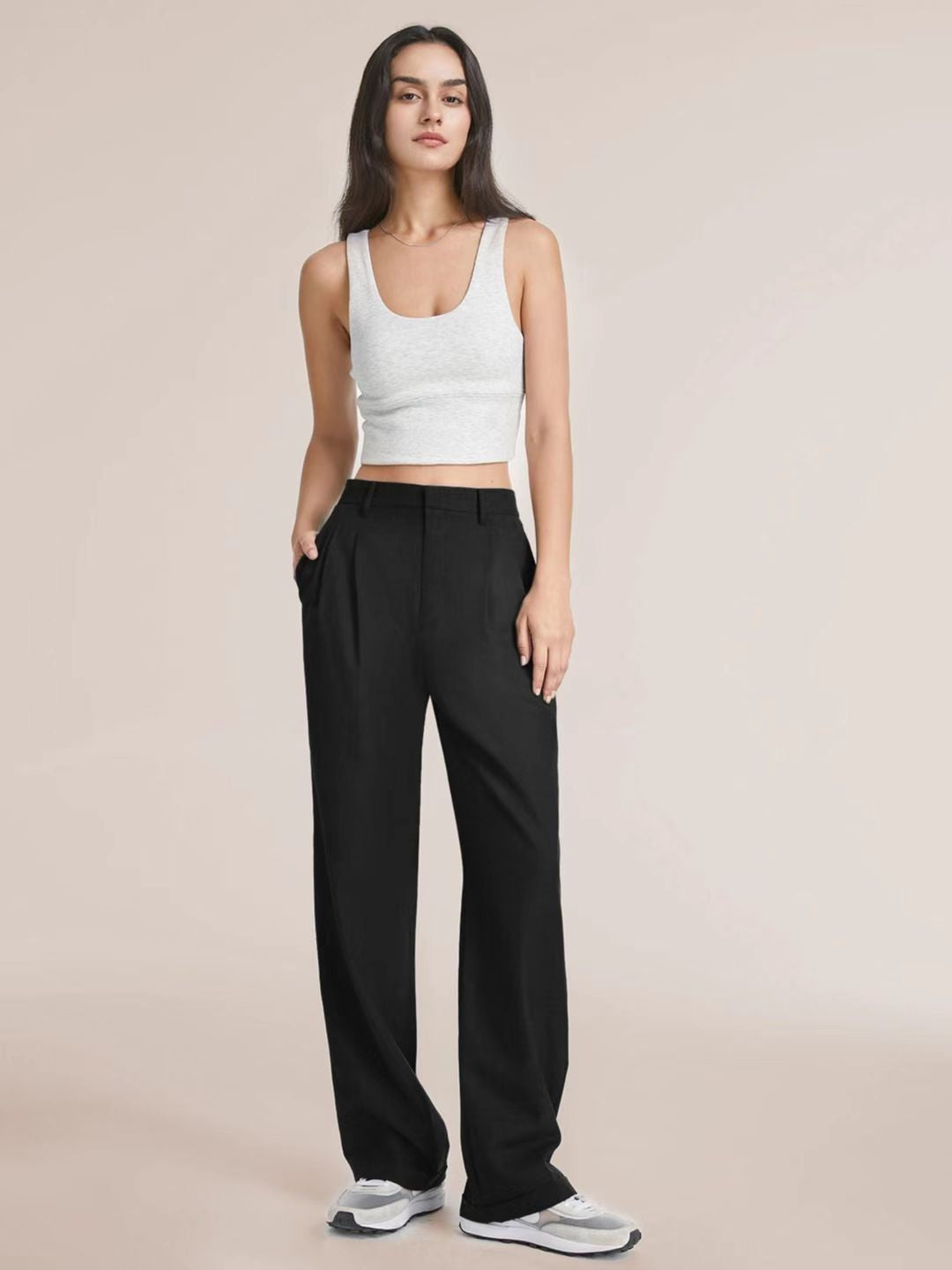 Womens Wide Leg Trousers - High Waist Tailored Palazzo Pants