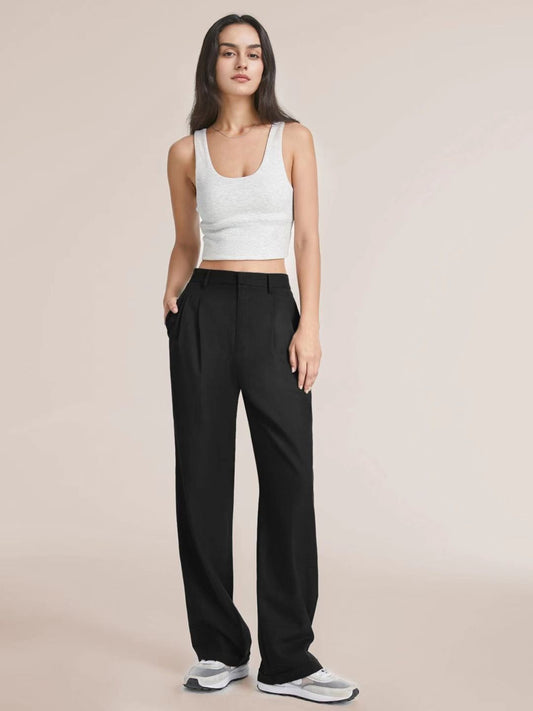 Womens Wide Leg Trousers - High Waist Tailored Palazzo Pants