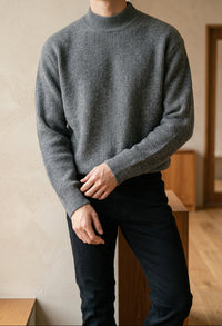 Men's Mock Neck Sweater - Slim Fit Soft Knit Pullover for Fall & Winter