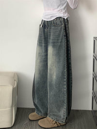 Womens High Waist Wide Leg Jeans - Pleated Flared Denim Pants