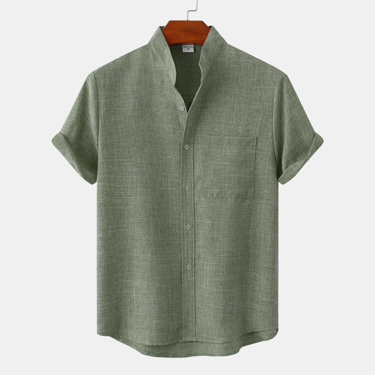 Men's Stand Collar Short Sleeve Shirt