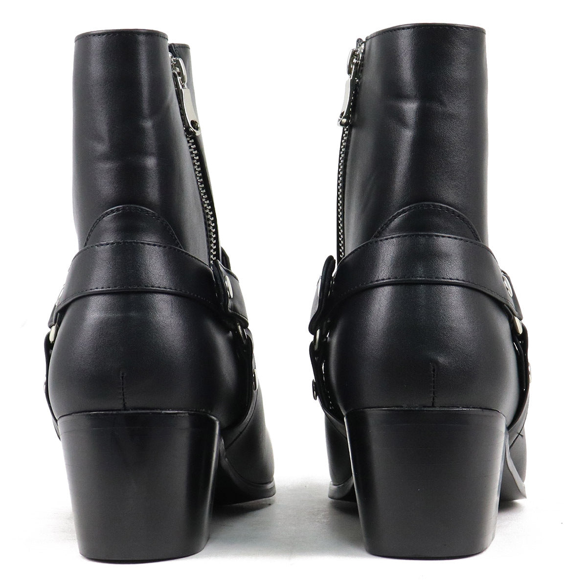 Mens Pointed Toe Ankle Boots - Side Zip Mid Heel Chelsea Style