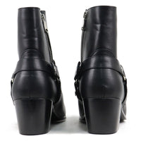 Mens Pointed Toe Ankle Boots - Side Zip Mid Heel Chelsea Style