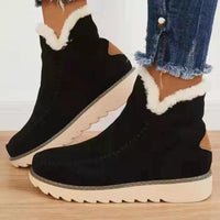 Women's Fur Lined Suede Snow Boots - Warm Slip On Winter Ankle Boots