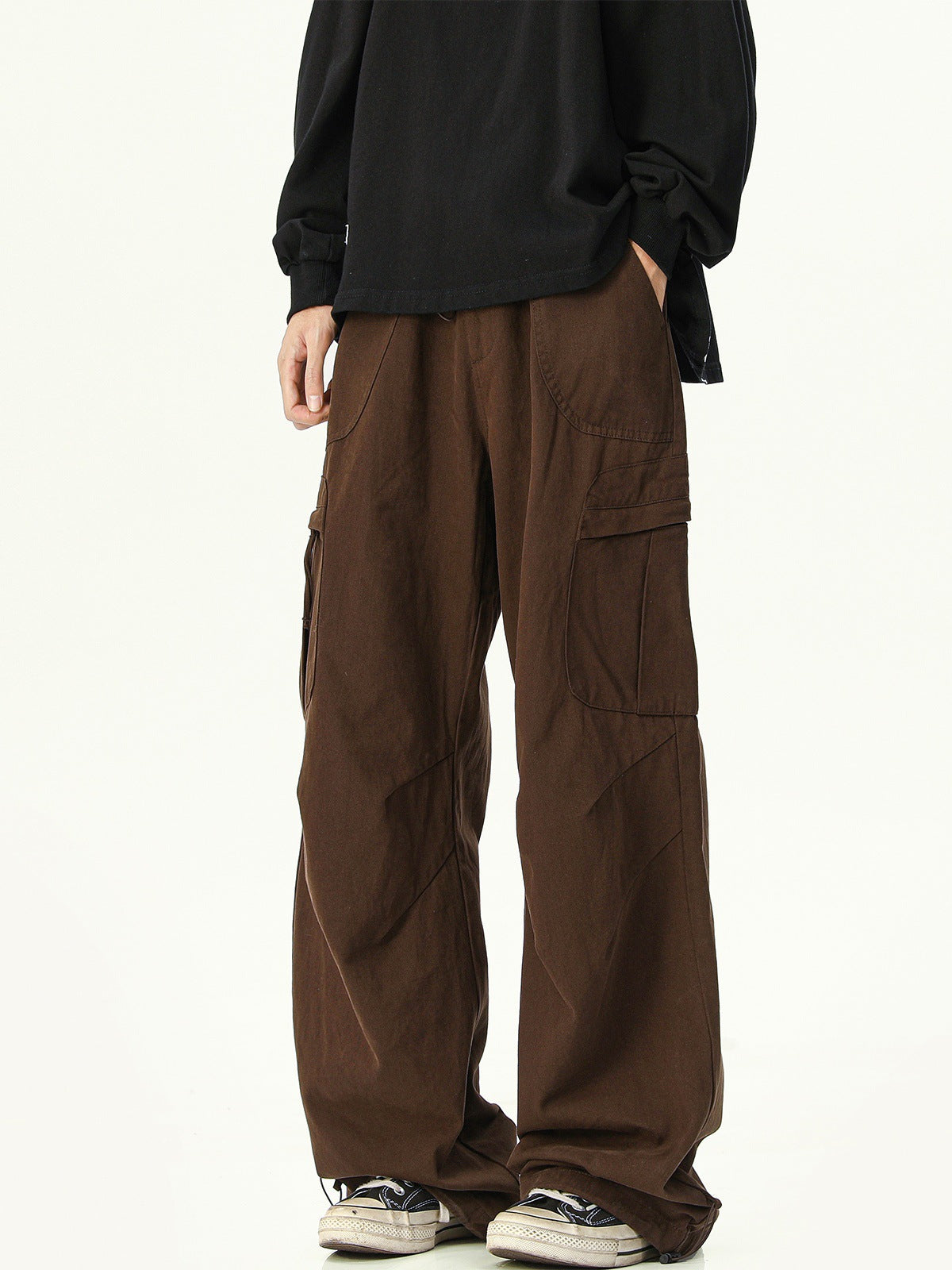 Mens Cargo Trousers - Cotton Utility Pants, Relaxed Streetwear Fit